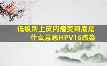 低级别上皮内瘤变到底是什么意思HPV16感染