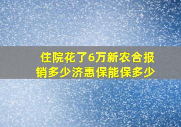 住院花了6万新农合报销多少济惠保能保多少