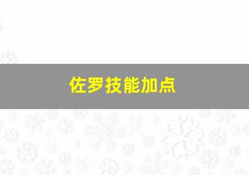 佐罗技能加点