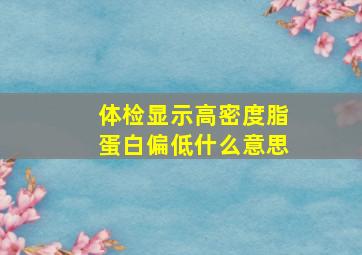 体检显示高密度脂蛋白偏低什么意思