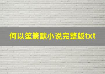 何以笙箫默小说完整版txt