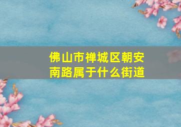 佛山市禅城区朝安南路属于什么街道