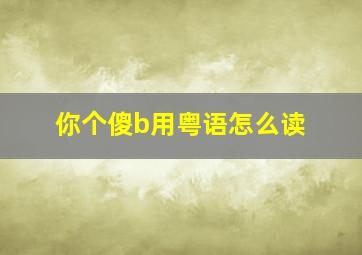 你个傻b用粤语怎么读