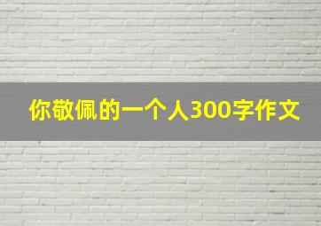 你敬佩的一个人300字作文