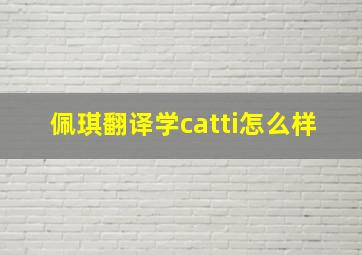 佩琪翻译学catti怎么样