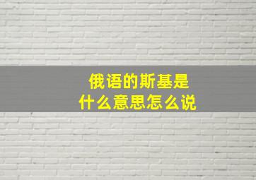 俄语的斯基是什么意思怎么说