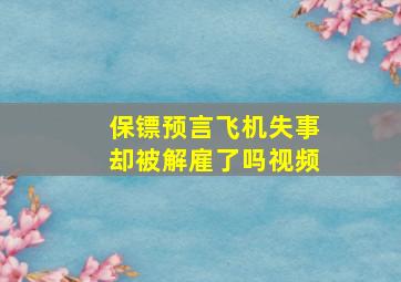 保镖预言飞机失事却被解雇了吗视频