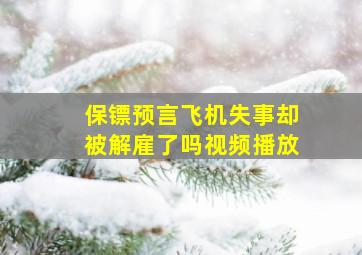 保镖预言飞机失事却被解雇了吗视频播放