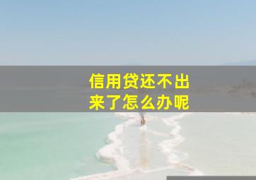 信用贷还不出来了怎么办呢