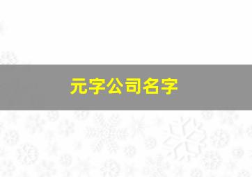 元字公司名字