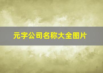 元字公司名称大全图片