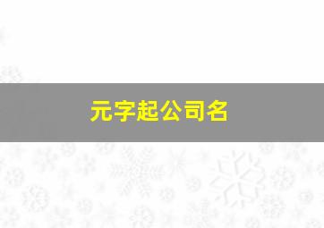 元字起公司名