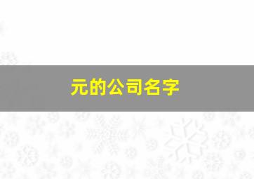 元的公司名字