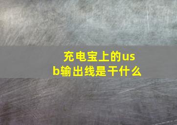 充电宝上的usb输出线是干什么