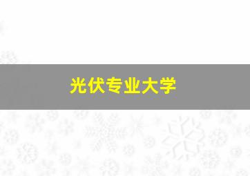 光伏专业大学