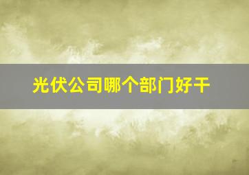 光伏公司哪个部门好干