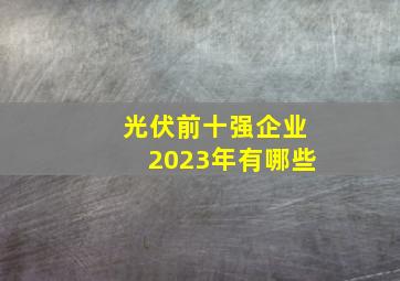 光伏前十强企业2023年有哪些