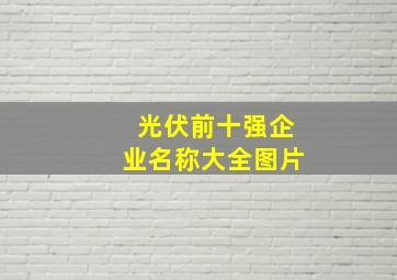 光伏前十强企业名称大全图片