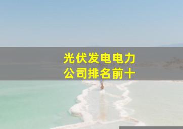 光伏发电电力公司排名前十