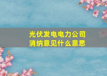 光伏发电电力公司消纳意见什么意思