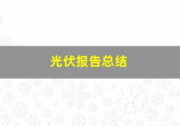 光伏报告总结