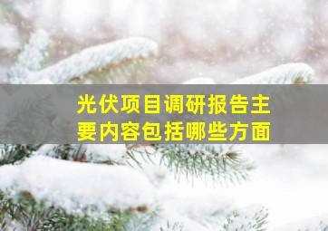 光伏项目调研报告主要内容包括哪些方面