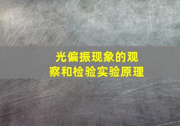 光偏振现象的观察和检验实验原理