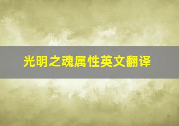 光明之魂属性英文翻译