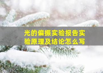 光的偏振实验报告实验原理及结论怎么写