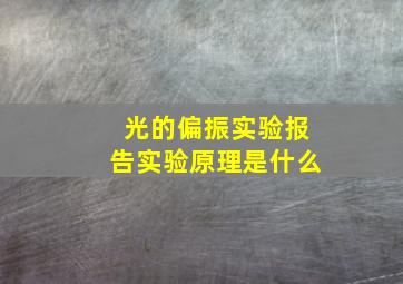 光的偏振实验报告实验原理是什么