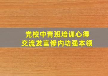 党校中青班培训心得交流发言修内功强本领