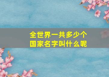 全世界一共多少个国家名字叫什么呢