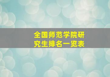 全国师范学院研究生排名一览表