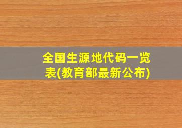 全国生源地代码一览表(教育部最新公布)