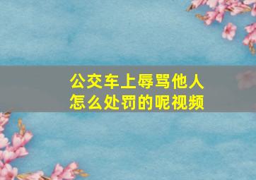 公交车上辱骂他人怎么处罚的呢视频