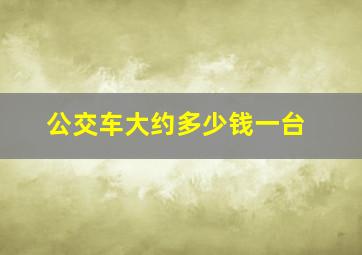 公交车大约多少钱一台