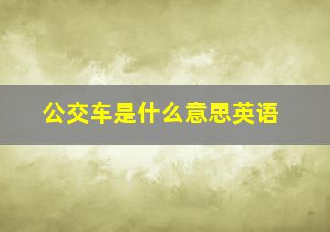 公交车是什么意思英语