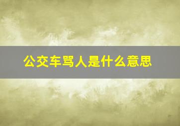 公交车骂人是什么意思