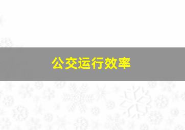 公交运行效率