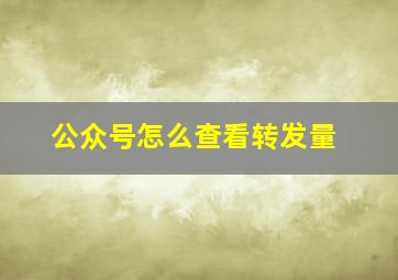 公众号怎么查看转发量