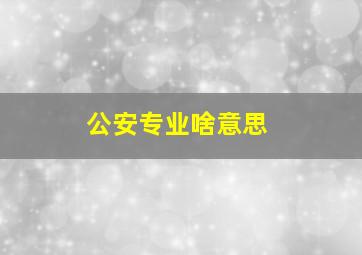 公安专业啥意思