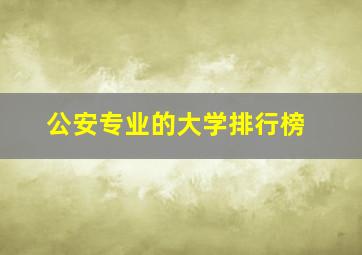 公安专业的大学排行榜