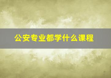 公安专业都学什么课程