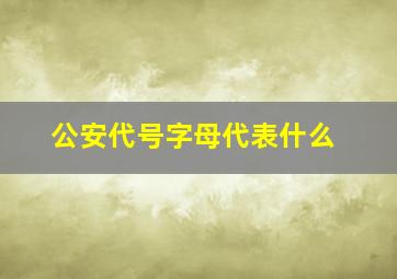 公安代号字母代表什么