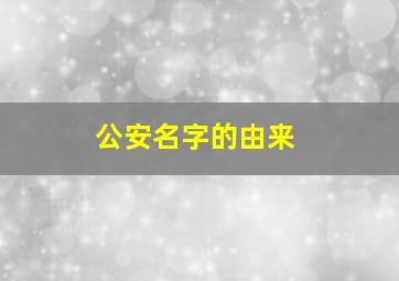 公安名字的由来