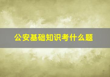 公安基础知识考什么题