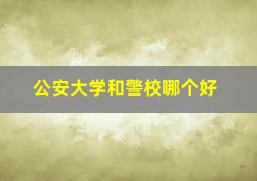 公安大学和警校哪个好