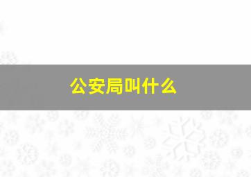 公安局叫什么