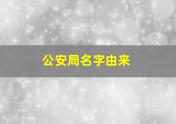 公安局名字由来