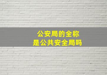 公安局的全称是公共安全局吗